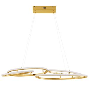 Zlaté kovové závěsné LED světlo Nova Luce Nudos 90 cm  - Výška150 cm- Šířka 90 cm