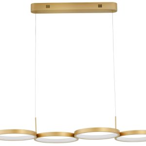 Zlaté kovové závěsné LED světlo Nova Luce Magnus 84 cm  - Výška120 cm- Šířka 84 cm