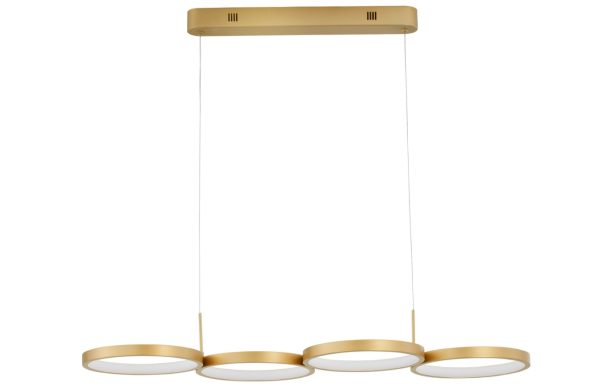 Zlaté kovové závěsné LED světlo Nova Luce Magnus 84 cm  - Výška120 cm- Šířka 84 cm