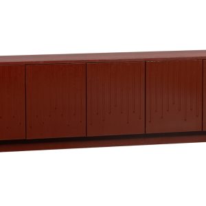 Hoorns Červený dřevěný TV stolek Darin 180 x 40 cm  - Výška52 cm- Šířka 180 cm