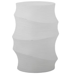 Bílý kameninový odkládací stolek Bloomingville Volise 37 cm  - Výška51 cm- Průměr 37 cm