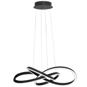 Černé kovové závěsné LED světlo Nova Luce Amara 68 cm  - Výška120 cm- Šířka 68 cm