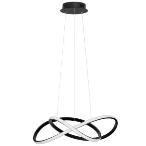 Černé kovové závěsné LED světlo Nova Luce Amara 56 cm  - Výška120 cm- Šířka 56 cm