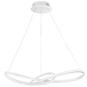 Bílé kovové závěsné LED světlo Nova Luce Fusion 72 cm  - Výška120 cm- Průměr 72 cm