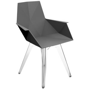VONDOM Černá plastová zahradní židle FAZ s područkami  - Výška81 cm- Šířka 57 cm