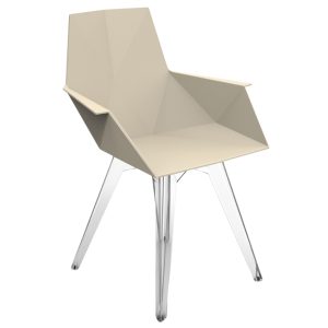 VONDOM Béžová plastová zahradní židle FAZ s područkami  - Výška81 cm- Šířka 57 cm