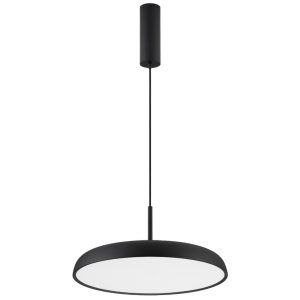 Černé kovové závěsné LED světlo Nova Luce Linus 45 cm  - Výška150 cm- Průměr 45 cm