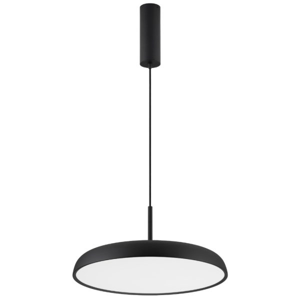 Černé kovové závěsné LED světlo Nova Luce Linus 45 cm  - Výška150 cm- Průměr 45 cm