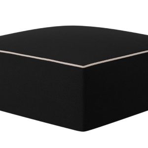 Černá čalouněná podnožka MICADONI Ruby 93 x 93 cm  - Šířka93 cm- Výška 40 cm