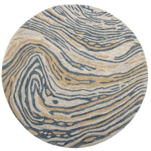 Modro-hnědý vlněný koberec Bloomingville Tiger 120 cm  - Průměr120 cm- Koberec Vlna