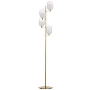 Bílo-zlatá skleněná stojací lampa Nova Luce Balor 165 cm  - Výška165 cm- Šířka 52