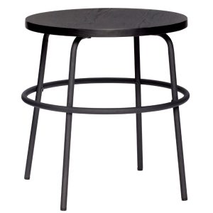 Černý dřevěný odkládací stolek Hübsch Ashy 45 cm  - Výška46 cm- Průměr 45 cm