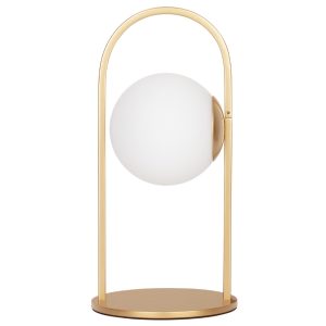 Bílo-zlatá skleněná stolní LED lampa Nova Luce Hook  - Výška32 cm- Šířka 15