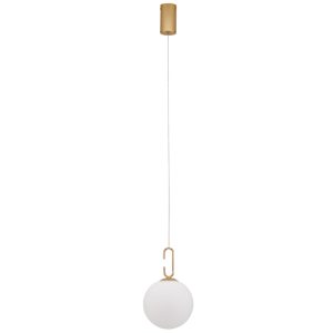 Bílo-zlaté skleněné závěsné LED světlo Nova Luce Hook 18 cm  - Výška120 cm- Průměr 18 cm