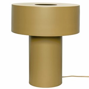 Khaki kovová stolní lampa Hübsch Aki  - Výška37 cm- Průměr stínidla 30 cm