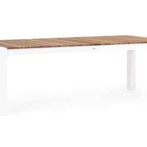 Bílý teakový zahradní rozkládací stůl Bizzotto Cameron 253/319/384 x 110 cm  - Výška75 cm- Šířka 253/319/384 cm
