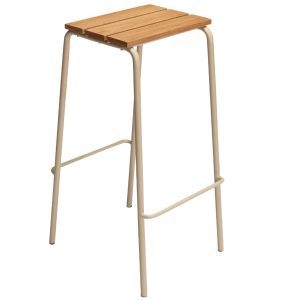 Béžová dřevěná barová židle Hübsch Stilt 76 cm  - Výška76 cm- Šířka 45 cm