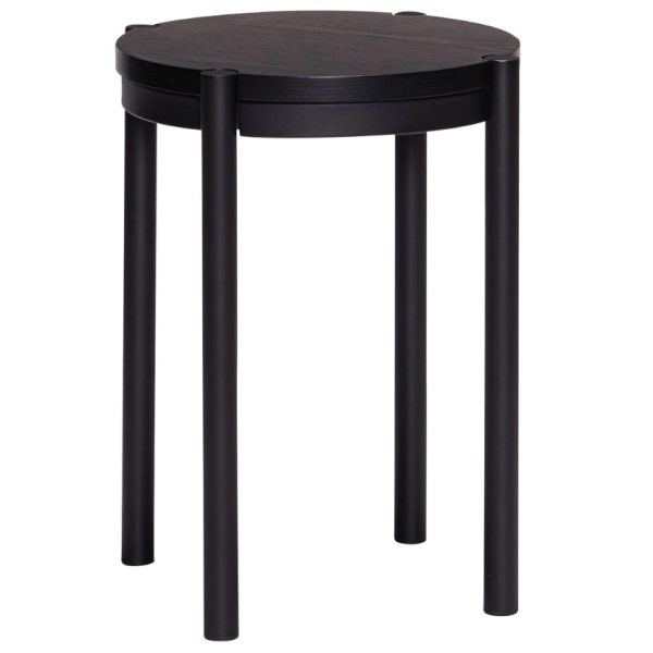 Černá dřevěná stolička Hübsch Oto 46 cm  - Výška46 cm- Průměr 38 cm