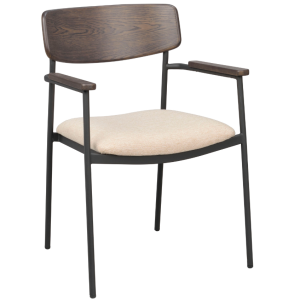 Hnědá dubová jídelní židle ROWICO MAYMONT s područkami  - Výška83 cm- Šířka 59 cm