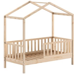 Borovicová dětská postel Vipack Dallas se zábranou 70 x 140 cm  - Výška150 cm- Šířka 148 cm