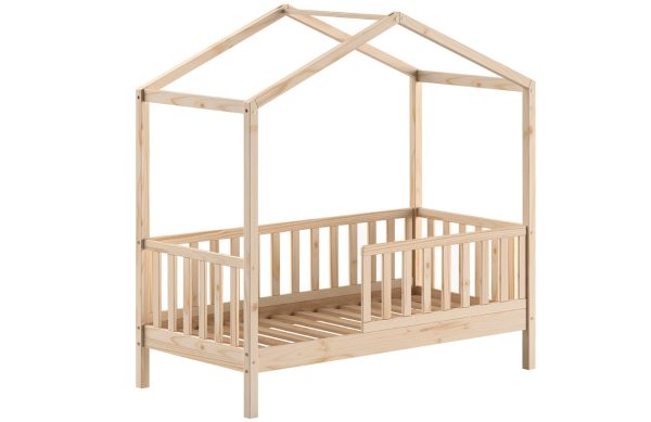 Borovicová dětská postel Vipack Dallas se zábranou 70 x 140 cm  - Výška150 cm- Šířka 148 cm