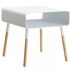 Bílý kovový odkládací stolek Yamazaki Plain 35 x 35 cm  - Výška35 cm- Šířka 35 cm