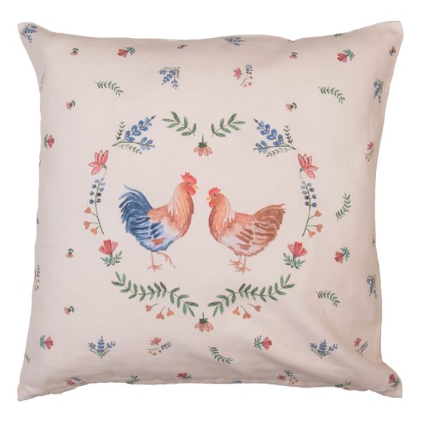 Bavlněný povlak na polštář Chicken and Rooster - 40*40 cm Clayre & Eef  - -