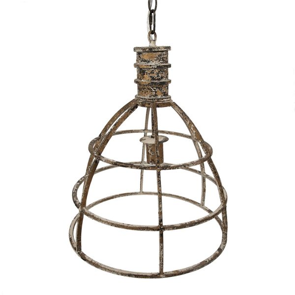 Béžová antik závěsná lampa Hillo - Ø 39*47 cm E27/max 1*40W Clayre & Eef  - -