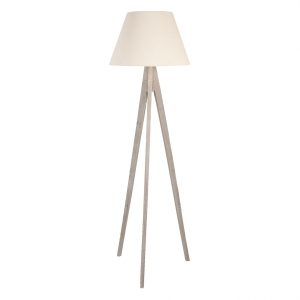 Béžová lampa s dřevěnou trojnožkou Antonio - 45*45*149 cm / E27 / max 40W Clayre & Eef  - -