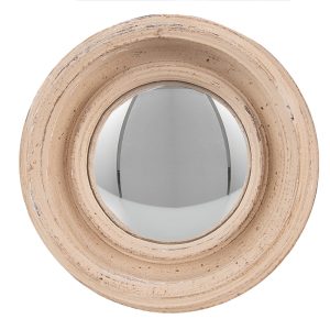 Béžové antik kulaté nástěnné vypouklé zrcadlo Beneoit – Ø 16*4 cm Clayre & Eef  - -