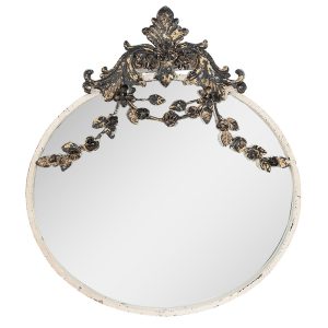 Béžové antik nástěnné zrcadlo s květy Villié - 51*4*57 cm Clayre & Eef  - -