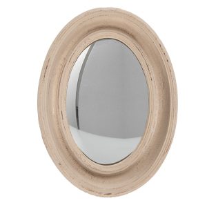 Béžové antik oválné nástěnné vypouklé zrcadlo Beneoit - 24*5*32 cm Clayre & Eef  - -