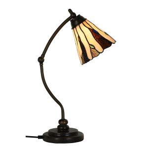 Béžovo-hnědá stolní lampa Tiffany Titto - Ø 27*51 cm E14/max 1*40W Clayre & Eef  - -