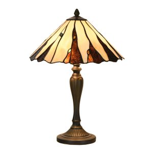 Béžovo-hnědá stolní lampa Tiffany Titto - Ø 36*60 cm E14/max 2*40W Clayre & Eef  - -