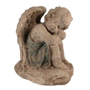 Béžovo-zelená antik dekorace socha anděl Angel Baroque - 37*27*36 cm Clayre & Eef  - -