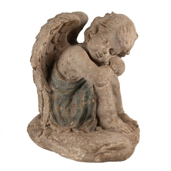 Béžovo-zelená antik dekorace socha anděl Angel Baroque - 37*27*36 cm Clayre & Eef  - -