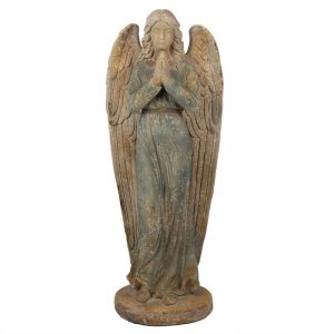 Béžovo-zelená antik dekorace socha anděl Angel Vintage - 48*32*119 cm Clayre & Eef  - -
