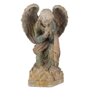 Béžovo-zelená antik dekorace socha anděl Angel Baroque - 41*45*65 cm Clayre & Eef  - -