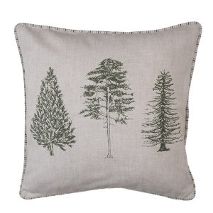 Béžový bavlněný povlak na polštář se stromky Natural Pine Trees - 40*40 cm Clayre & Eef  - -