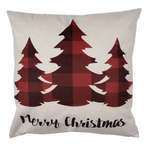 Béžový povlak na polštář se stromky Merry Christmas - 45*45 cm Clayre & Eef  - -