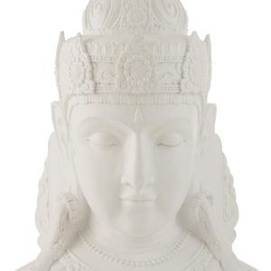 Bílá dekorace hlava Buddha - 56*41*84 cm J-Line by Jolipa  - -