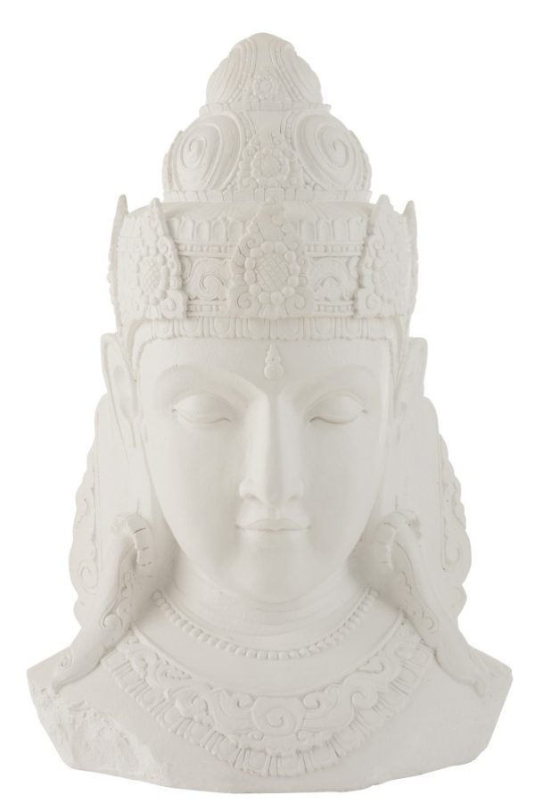 Bílá dekorace hlava Buddha - 56*41*84 cm J-Line by Jolipa  - -