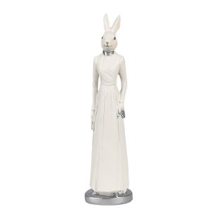 Bílá dekorace králičí žena v šatech - 5*5*20 cm Clayre & Eef  - -