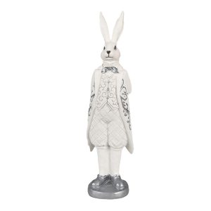 Bílá dekorace socha králík v obleku - 9*8*30 cm Clayre & Eef  - -