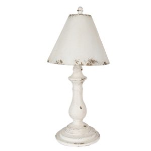 Bílá vintage stolní lampa Hillae - Ø 26*55 cm E27/max 1*60W Clayre & Eef  - -