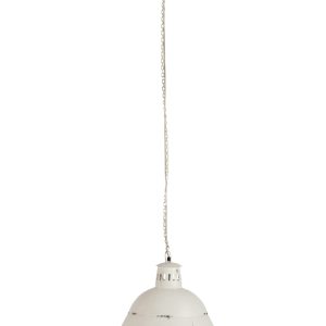 Bílá závěsná kovová lampa s patinou - 45*45*55 cm J-Line by Jolipa  - -