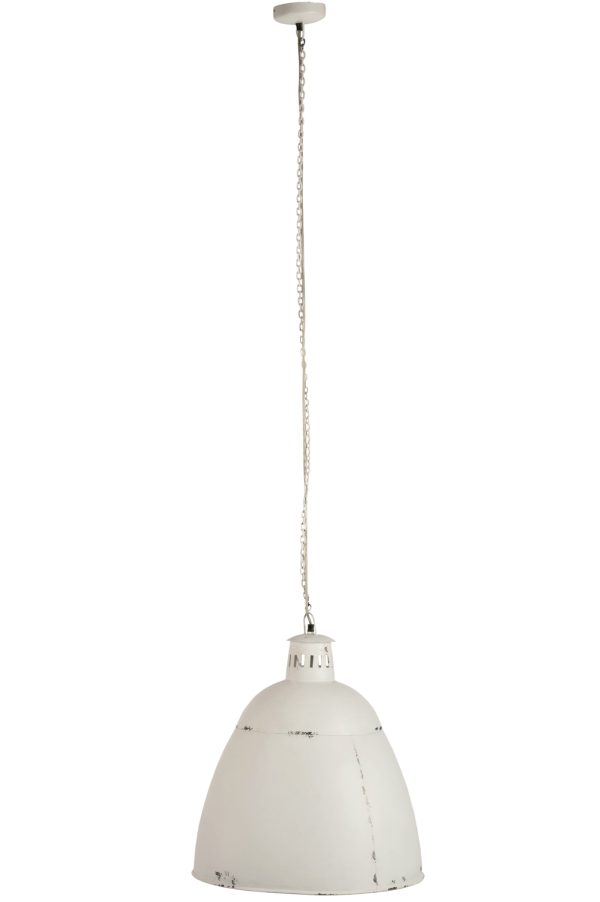 Bílá závěsná kovová lampa s patinou - 45*45*55 cm J-Line by Jolipa  - -