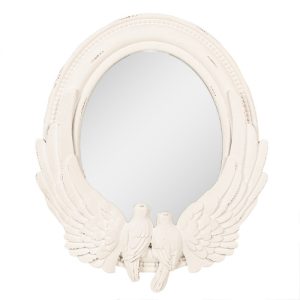 Bílé antik nástěnné zrcadlo s holubicemi Brocante - 50*5*60 cm Clayre & Eef  - -