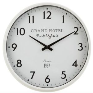 Bílé nástěnné hodiny Grand Hotel Paris - Ø 40*10 cm J-Line by Jolipa  - -