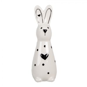 Bílo-černá keramická dekorace králíček Black&White Bunny - 5*4*13 cm Clayre & Eef  - -